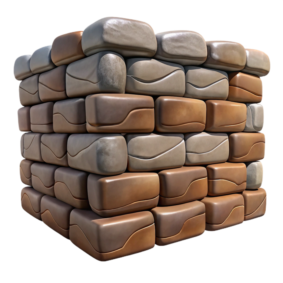 majestic bohemian Stone wall dry stacked detail, NO BACKGROUND with Transparent Background. authentic png