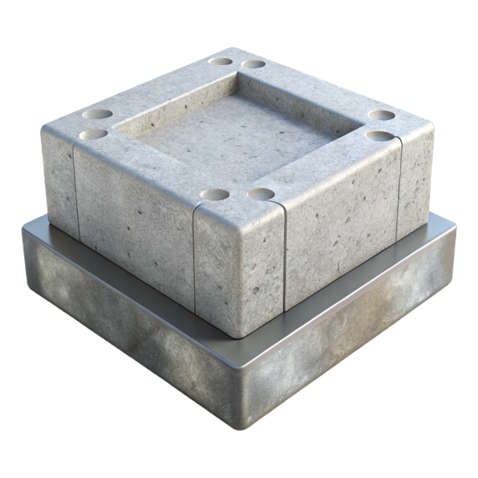 magnificent impressionist Concrete foundation block, NO BACKGROUND with Transparent Background. artisan png