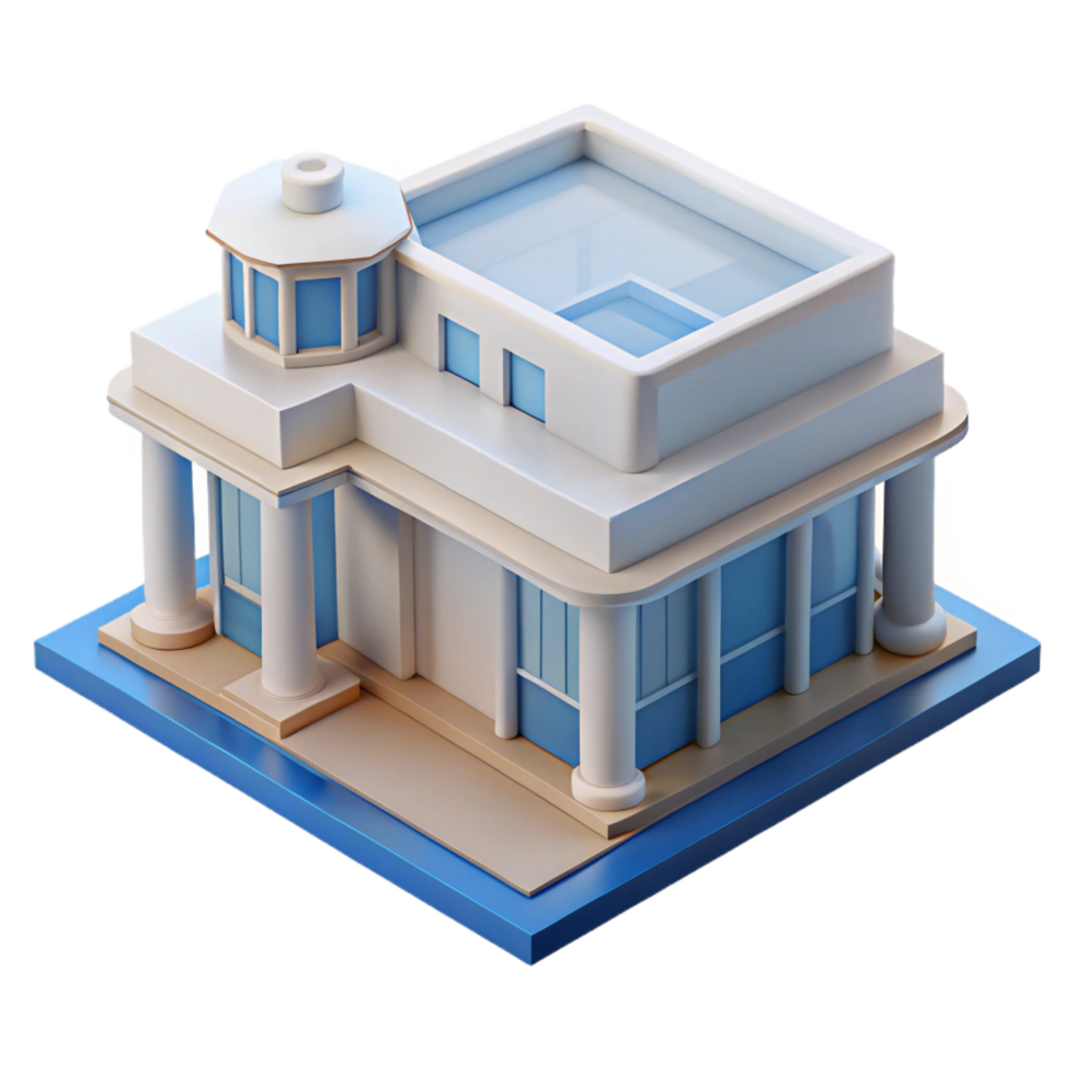 intense impressive Architectural rendering 3D model, NO BACKGROUND with Transparent Background. ultra HD png