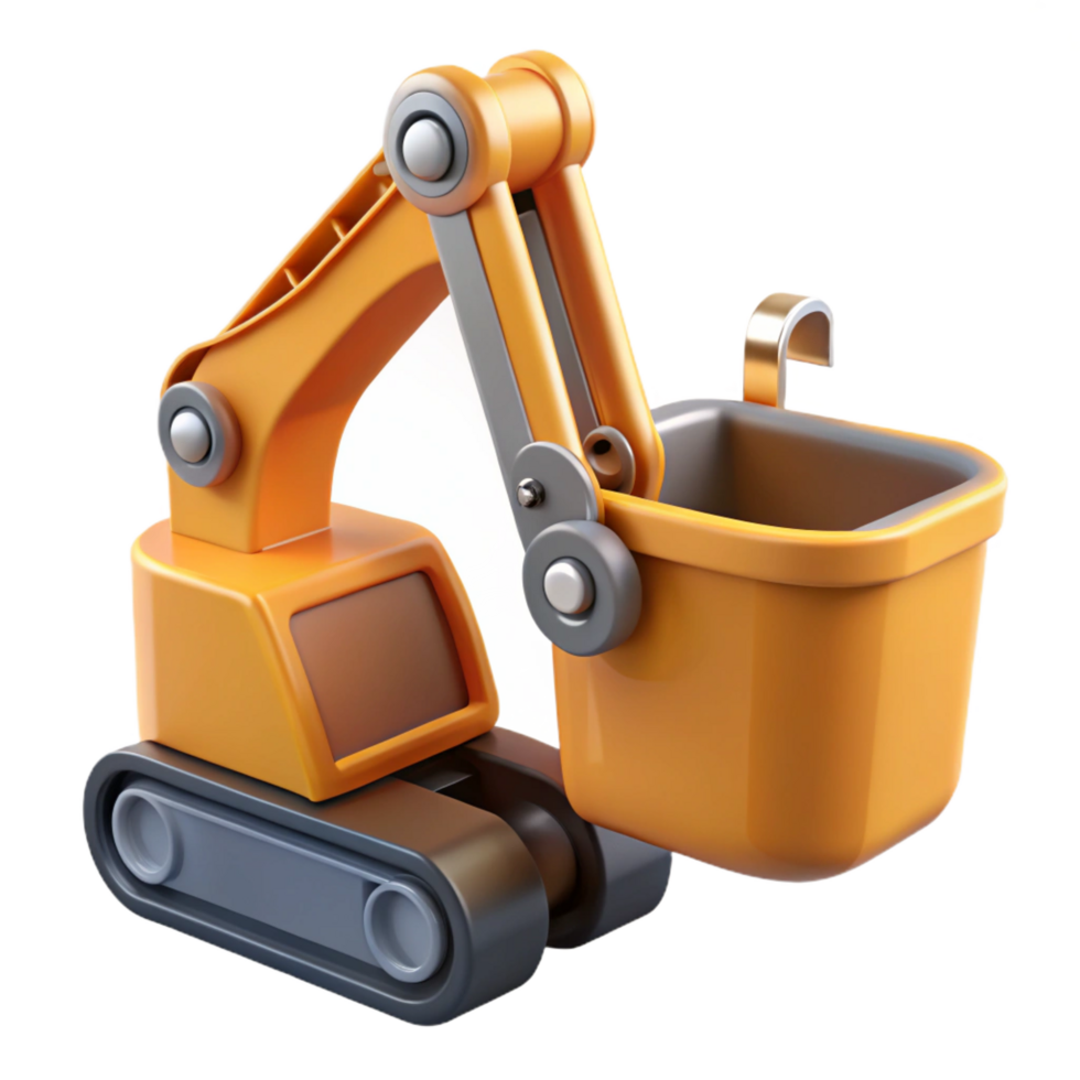 standout retro Excavator bucket and arm, NO BACKGROUND with Transparent Background. masterfully captured png