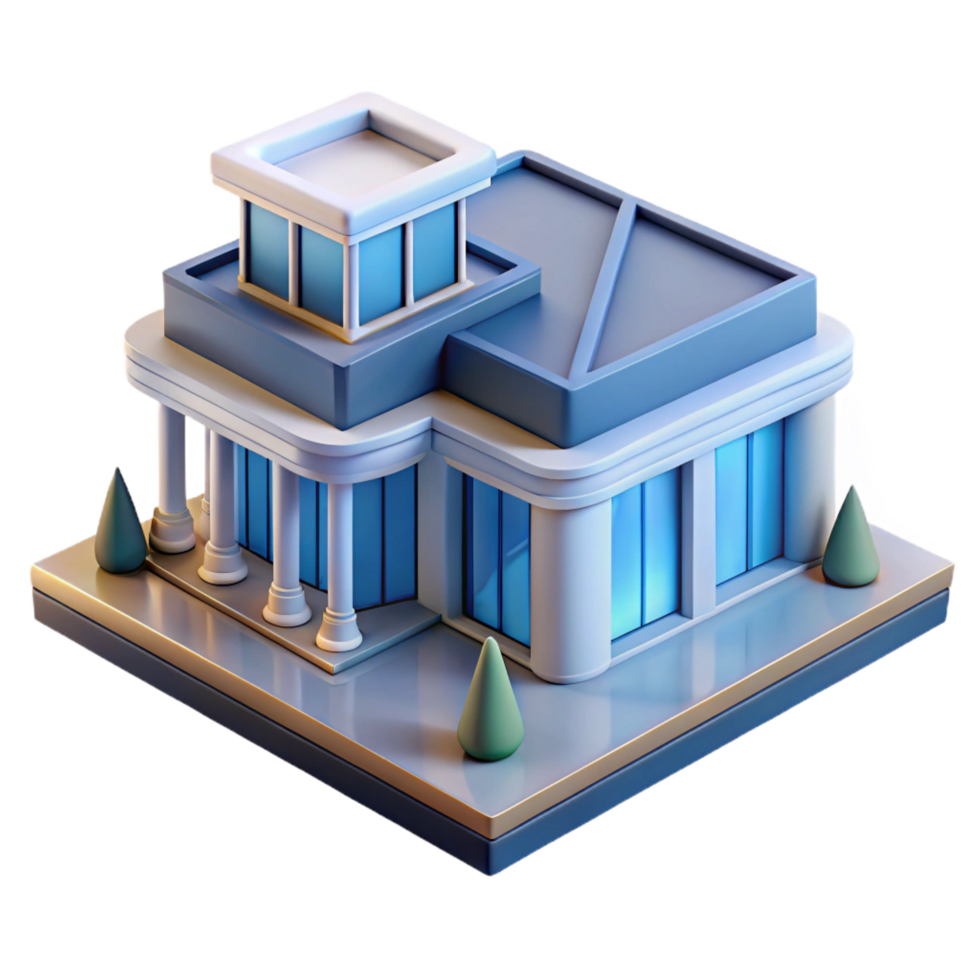 peaceful sumptuous Architectural rendering 3D model, NO BACKGROUND with Transparent Background. crisp png