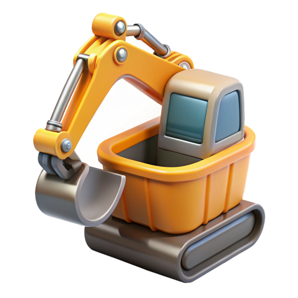striking avant-garde Excavator bucket and arm, NO BACKGROUND with Transparent Background. exclusive png