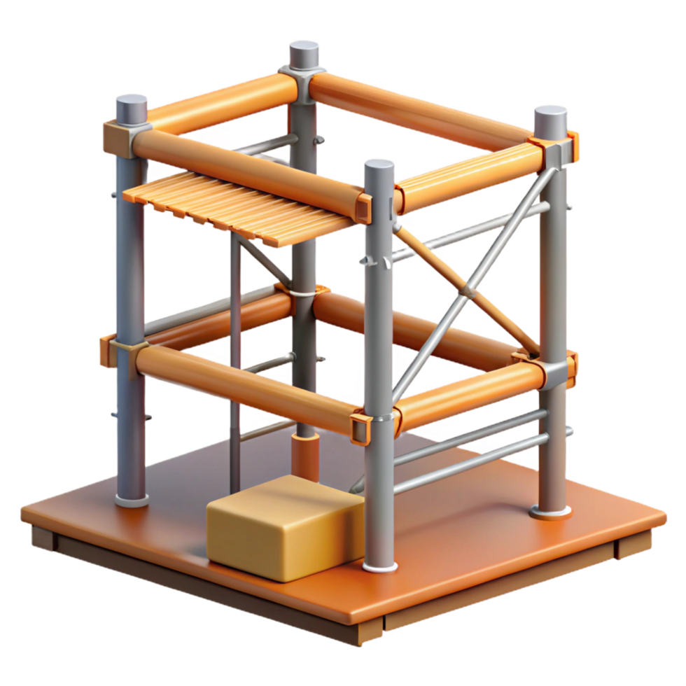 nostalgic picturesque Scaffolding frame and planks, NO BACKGROUND with Transparent Background. precision png