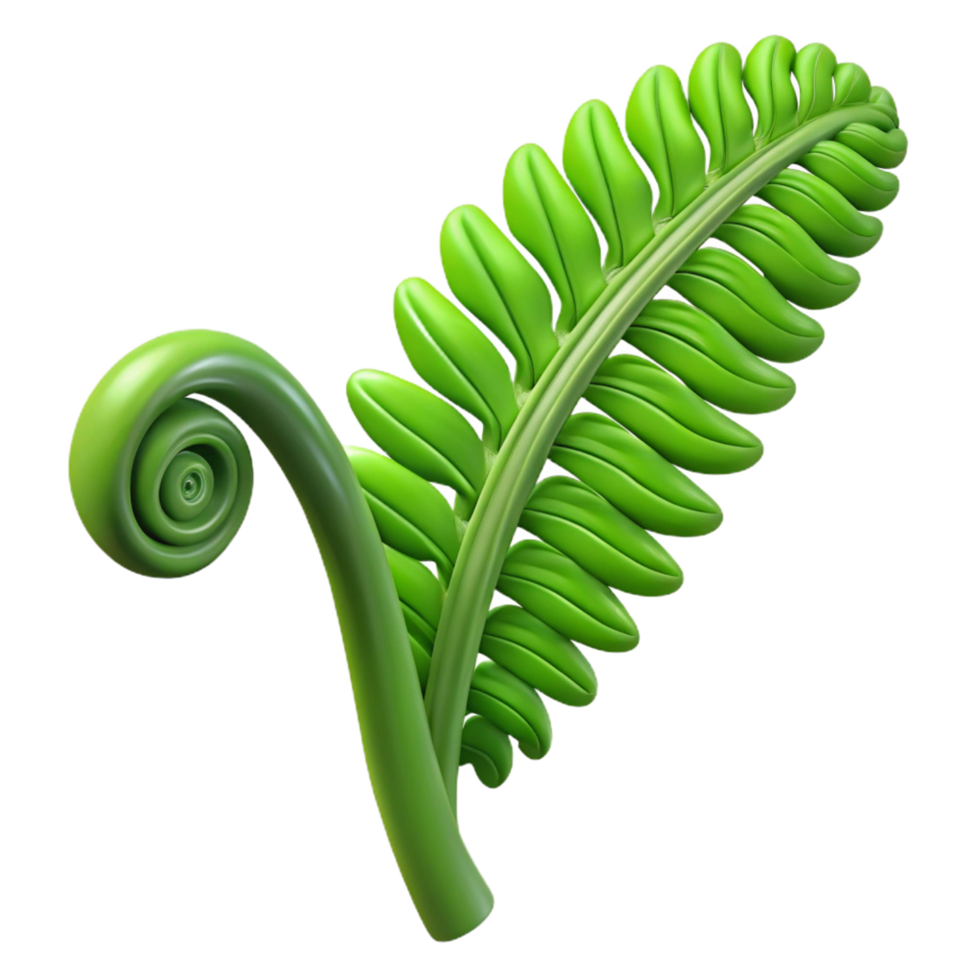 majestic acclaimed Green fern frond, unfurling NO BACKGROUND with Transparent Background. png