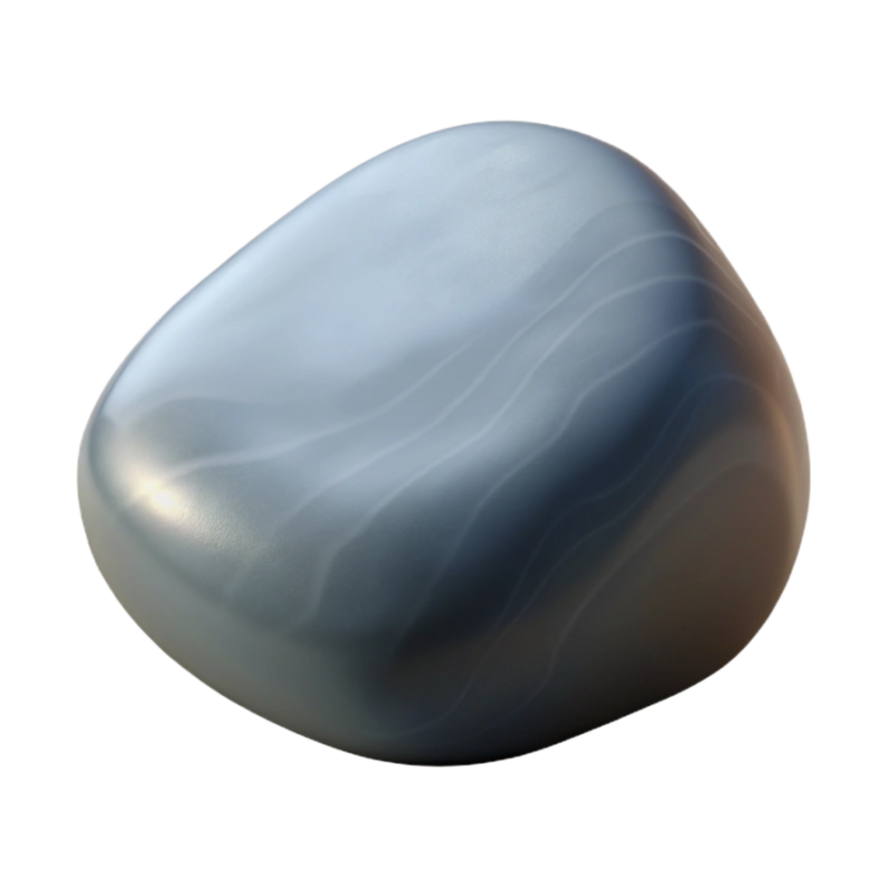 immaculate dynamic art deco Smooth gray river stone NO BACKGROUND with Transparent Background. museum quality png