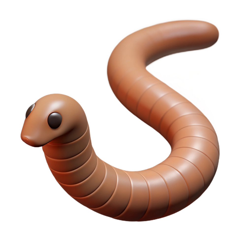 impressive celebrated Earthworm, close-up NO BACKGROUND with Transparent Background. png