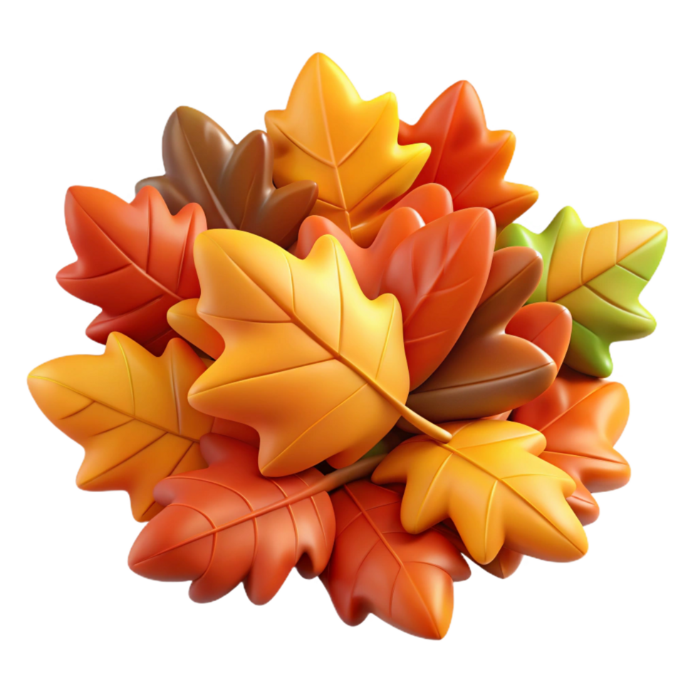 picturesque bohemian Pile of colorful autumn leaves NO BACKGROUND with Transparent Background. fine detail png