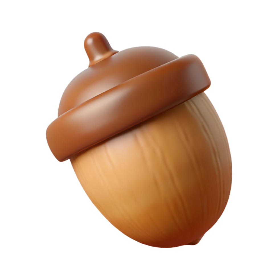 melancholic breathtaking Single acorn, brown NO BACKGROUND with Transparent Background. crisp png