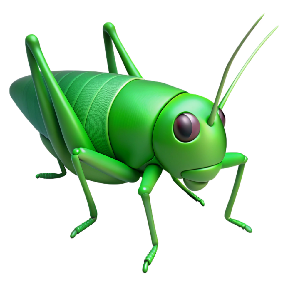 pristine minimalist Grasshopper, green NO BACKGROUND with Transparent Background. crisp png