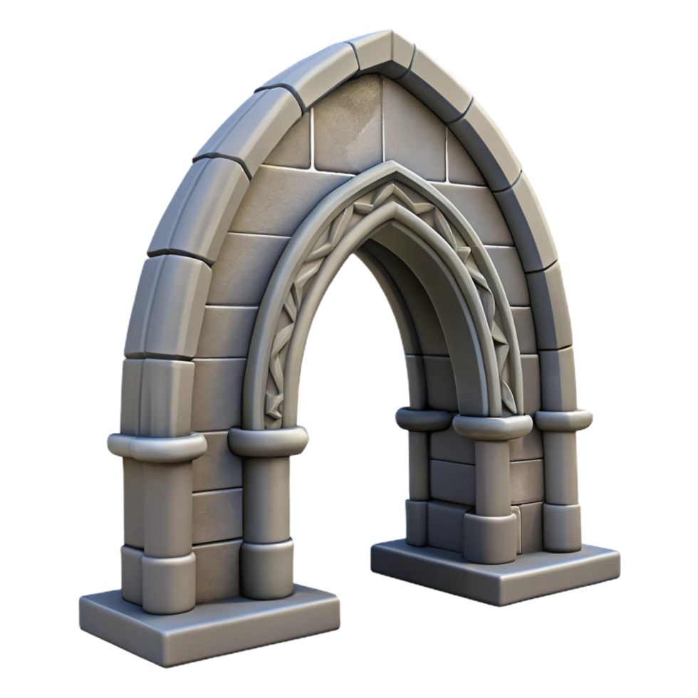 melancholic magnificent Stone archway, gothic, NO BACKGROUND with Transparent Background. 4K png