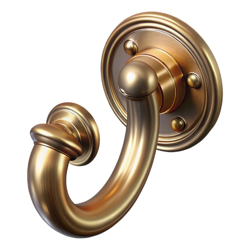 gorgeous distinctive Door handle, brass, antique, NO BACKGROUND with Transparent Background. png