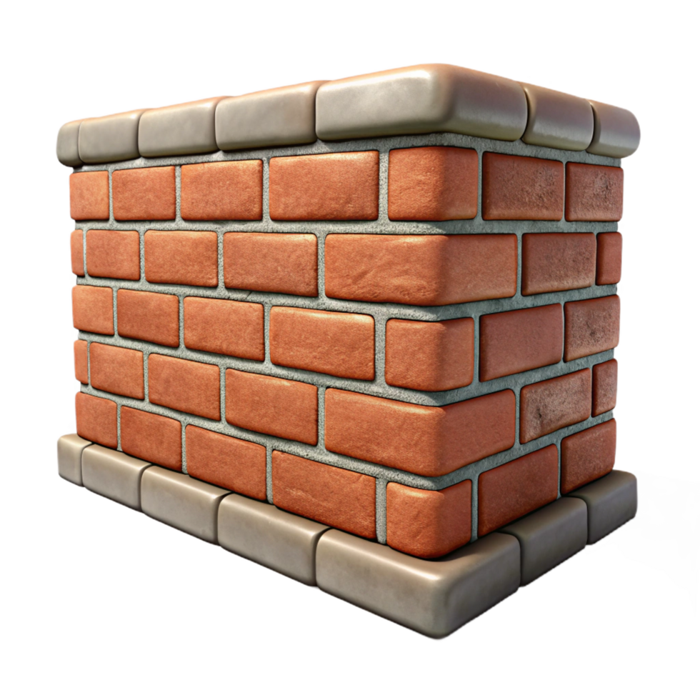 vibrant avant-garde Brick wall section, weathered, NO BACKGROUND with Transparent Background. crisp png