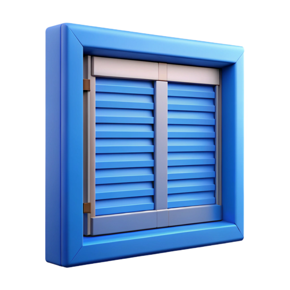 striking standout Window shutter, wooden, painted blue, NO BACKGROUND with Transparent Background. png