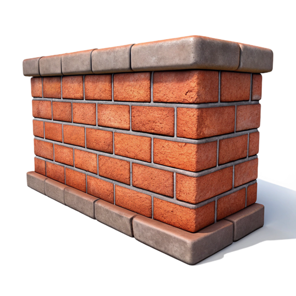 glorious inspired Brick wall section, weathered, NO BACKGROUND with Transparent Background. png