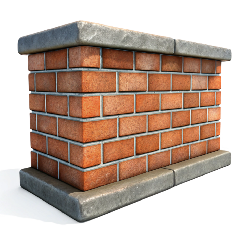 splendid geometric Brick wall section, weathered, NO BACKGROUND with Transparent Background. exclusive png