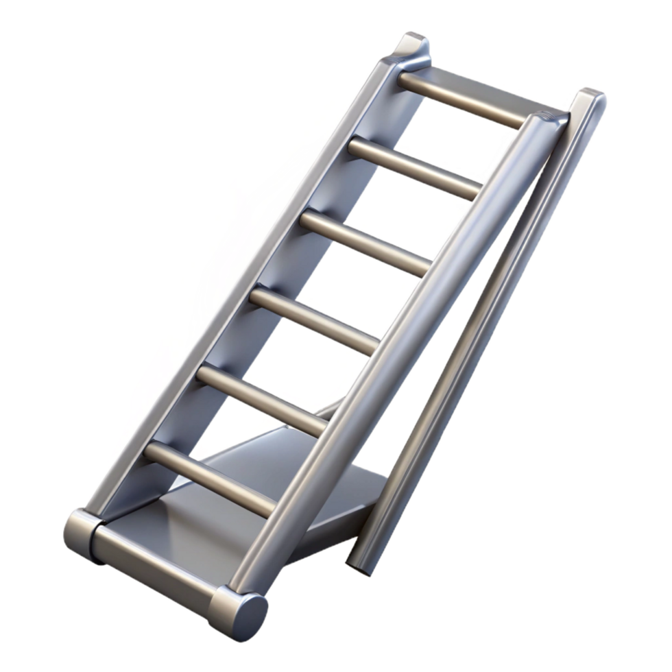memorable minimalist Fire escape ladder, metal, NO BACKGROUND with Transparent Background. 8K png