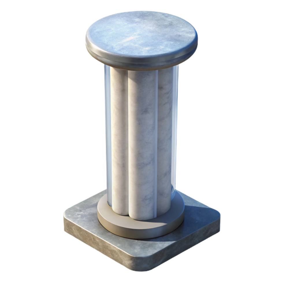 radiant calm geometric Concrete pillar, reinforced, NO BACKGROUND with Transparent Background. perfect clarity png