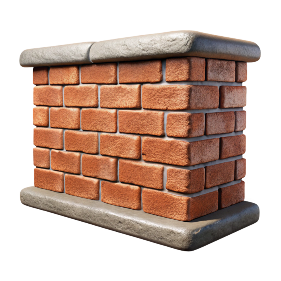 stunning bold coastal Brick wall section, weathered, NO BACKGROUND with Transparent Background. perfect clarity png