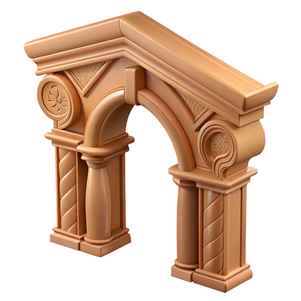 tranquil picturesque Architrave, carved wood, NO BACKGROUND with Transparent Background. crisp png