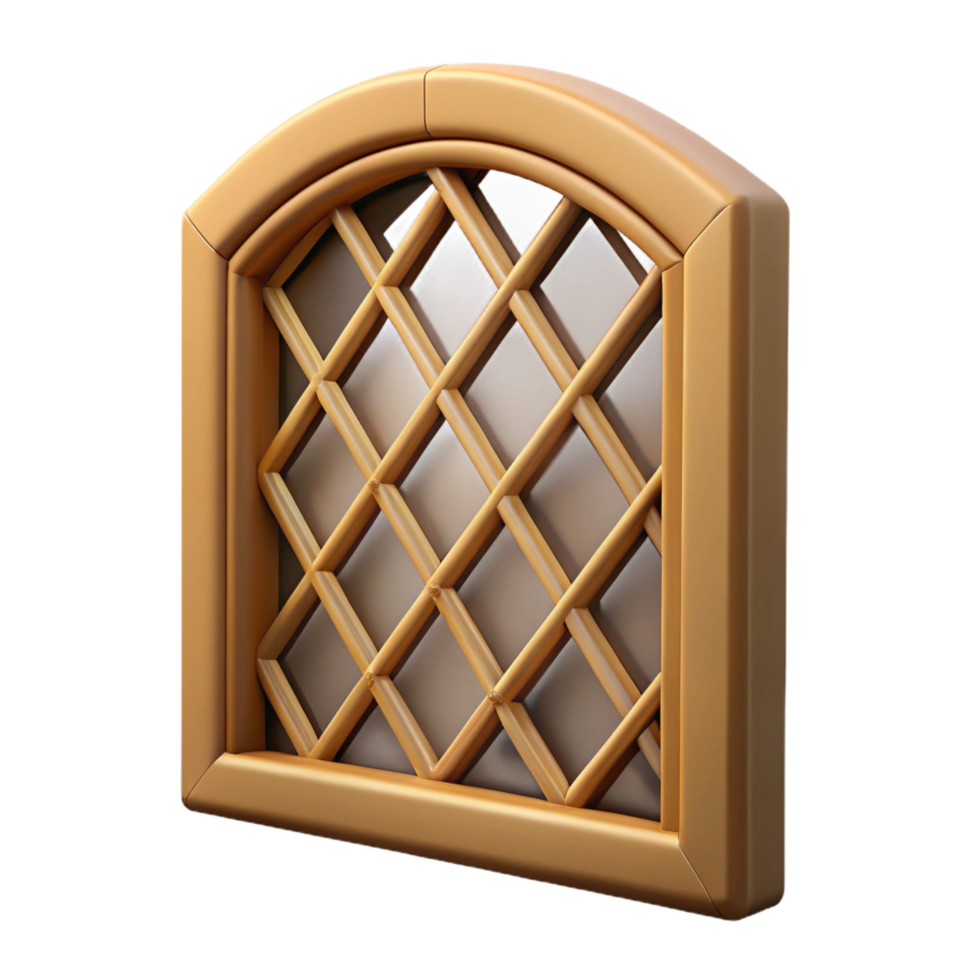 impressive bohemian Lattice window, wood, diamond pattern, NO BACKGROUND with Transparent Background. 4K png