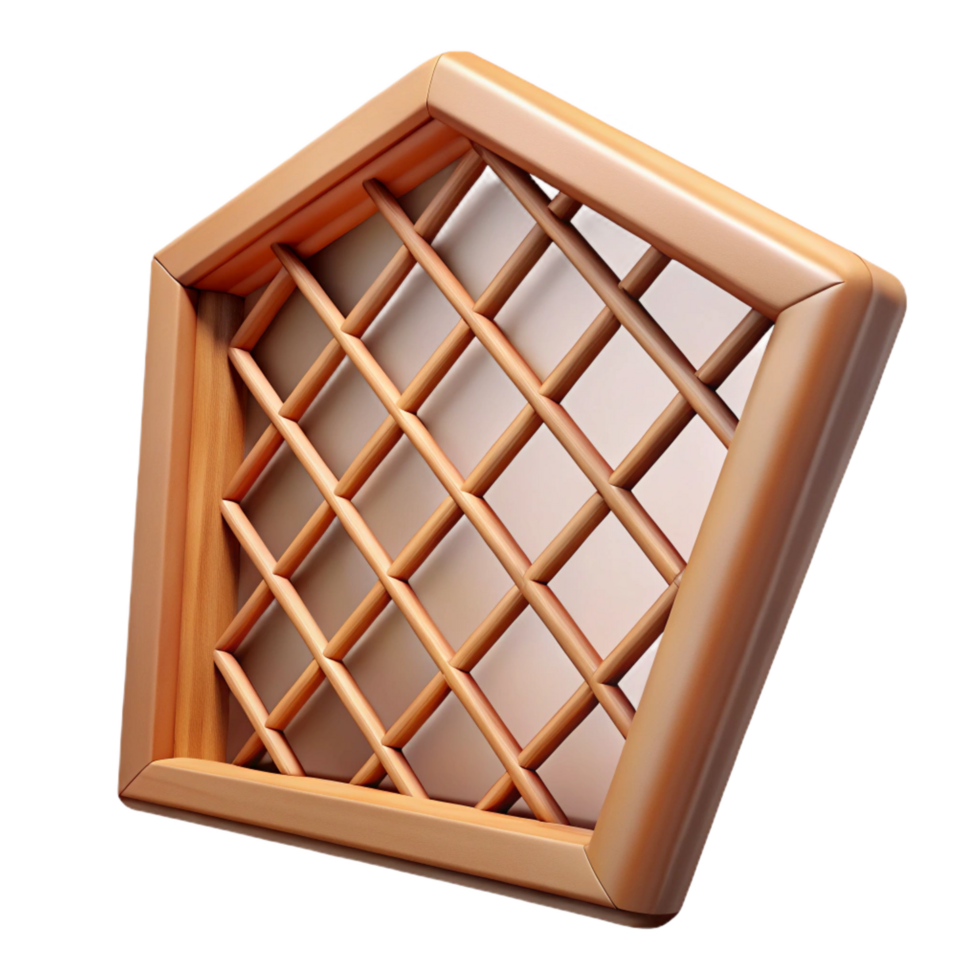 hypnotic dramatic abstract Lattice window, wood, diamond pattern, NO BACKGROUND with Transparent Background. flawless png