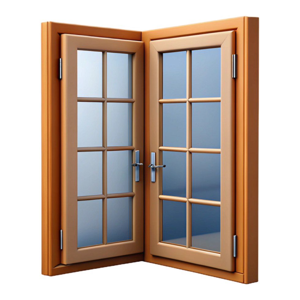 pristine standout French door, double, glass panes, NO BACKGROUND with Transparent Background. png