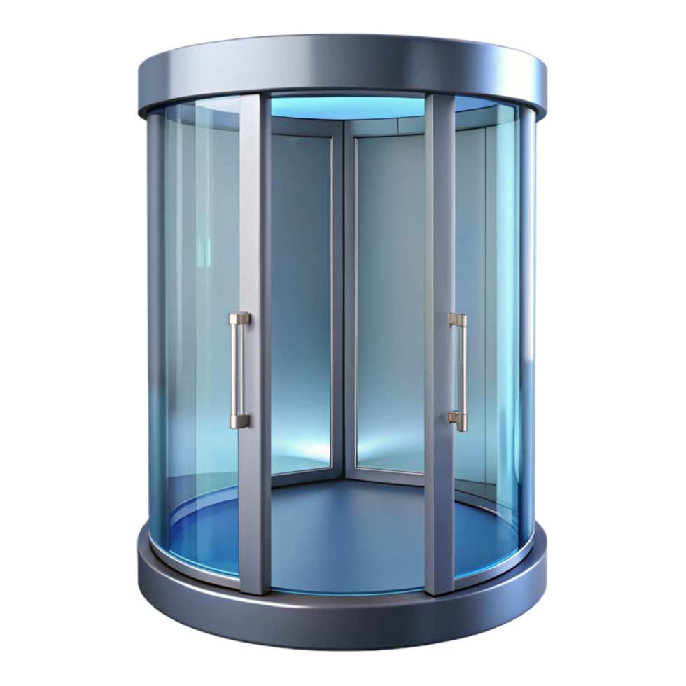 sumptuous futuristic Revolving door, glass, NO BACKGROUND with Transparent Background. gallery standard png