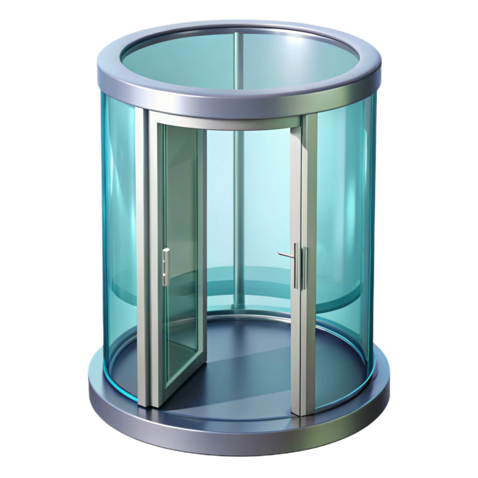 picturesque art deco Revolving door, glass, NO BACKGROUND with Transparent Background. crisp png