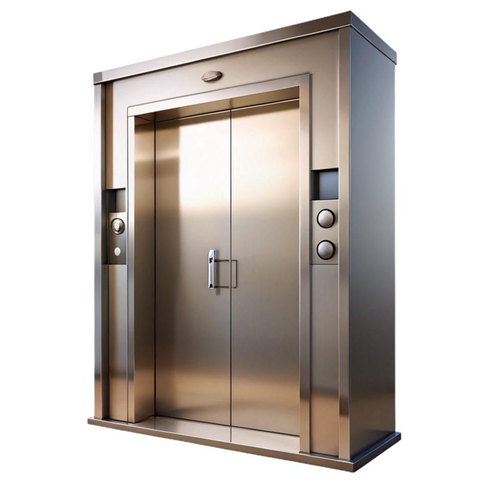 immaculate nostalgic contemporary Elevator door, stainless steel, NO BACKGROUND with Transparent Background. ultra HD png