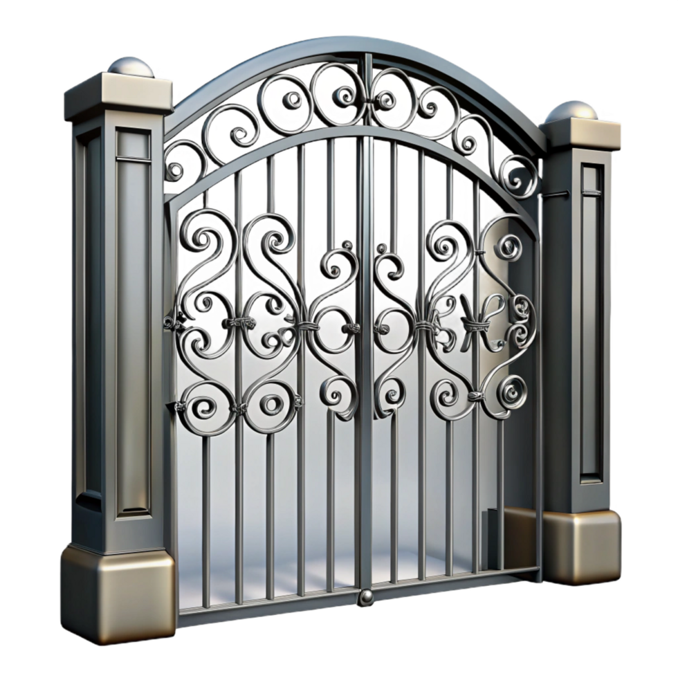 striking peaceful traditional Metal gate, wrought iron, decorative, NO BACKGROUND with Transparent Background. 4K png