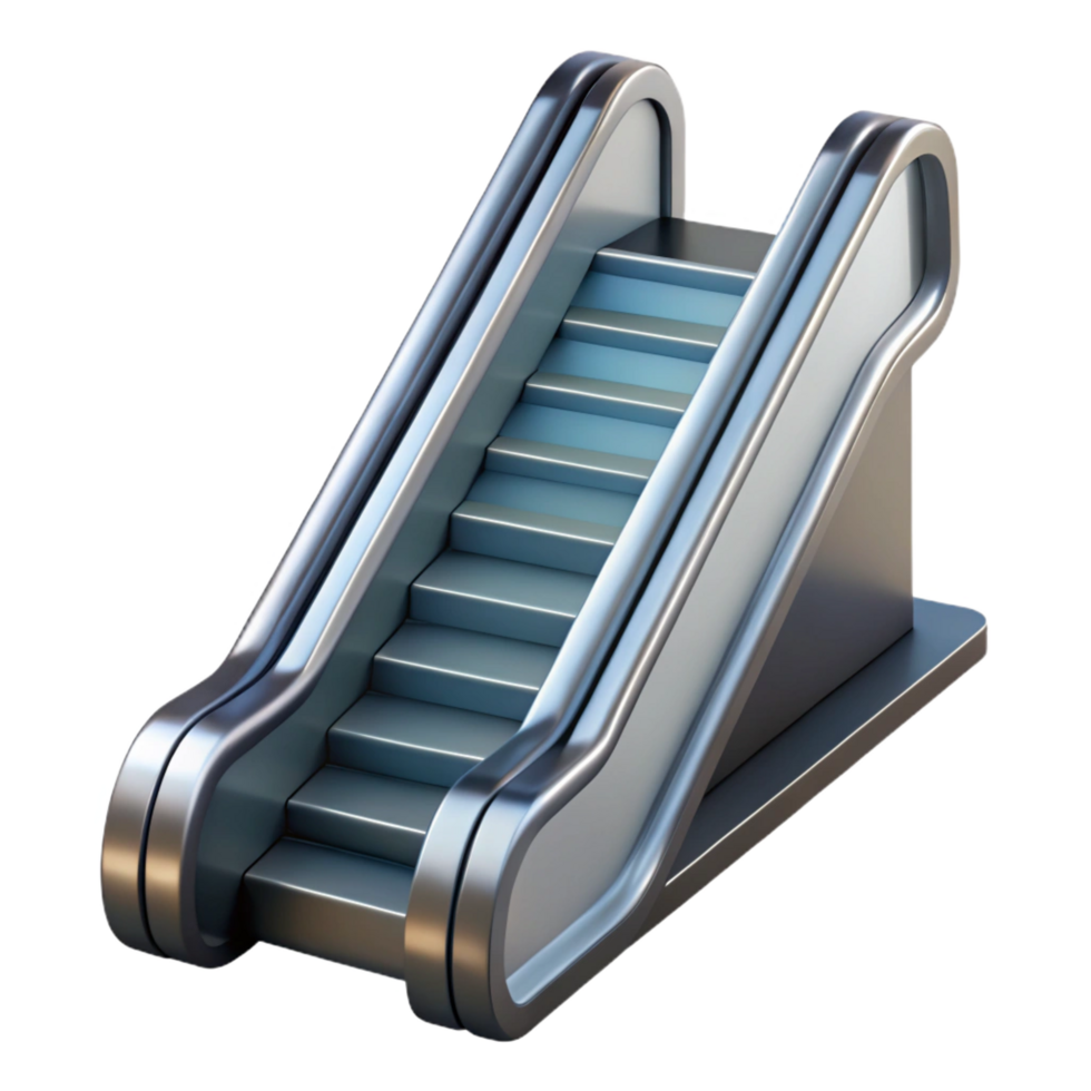 signature artistic Escalator steps, metal, NO BACKGROUND with Transparent Background. perfect clarity png