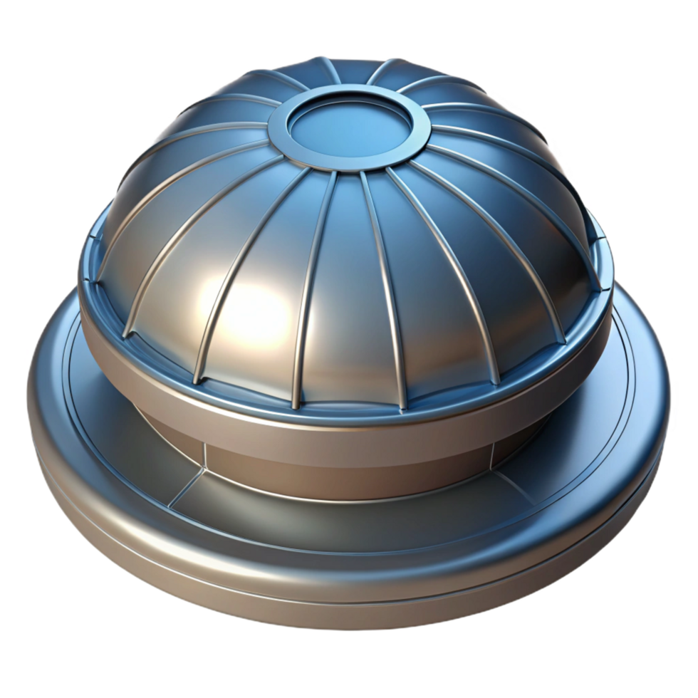 hypnotic retro Roof vent, metal, circular, NO BACKGROUND with Transparent Background. 8K png