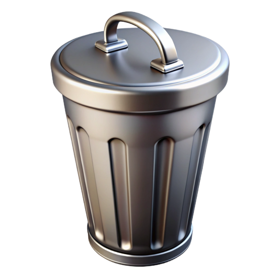 rare modern Trash can, metal, NO BACKGROUND with Transparent Background. sharp png
