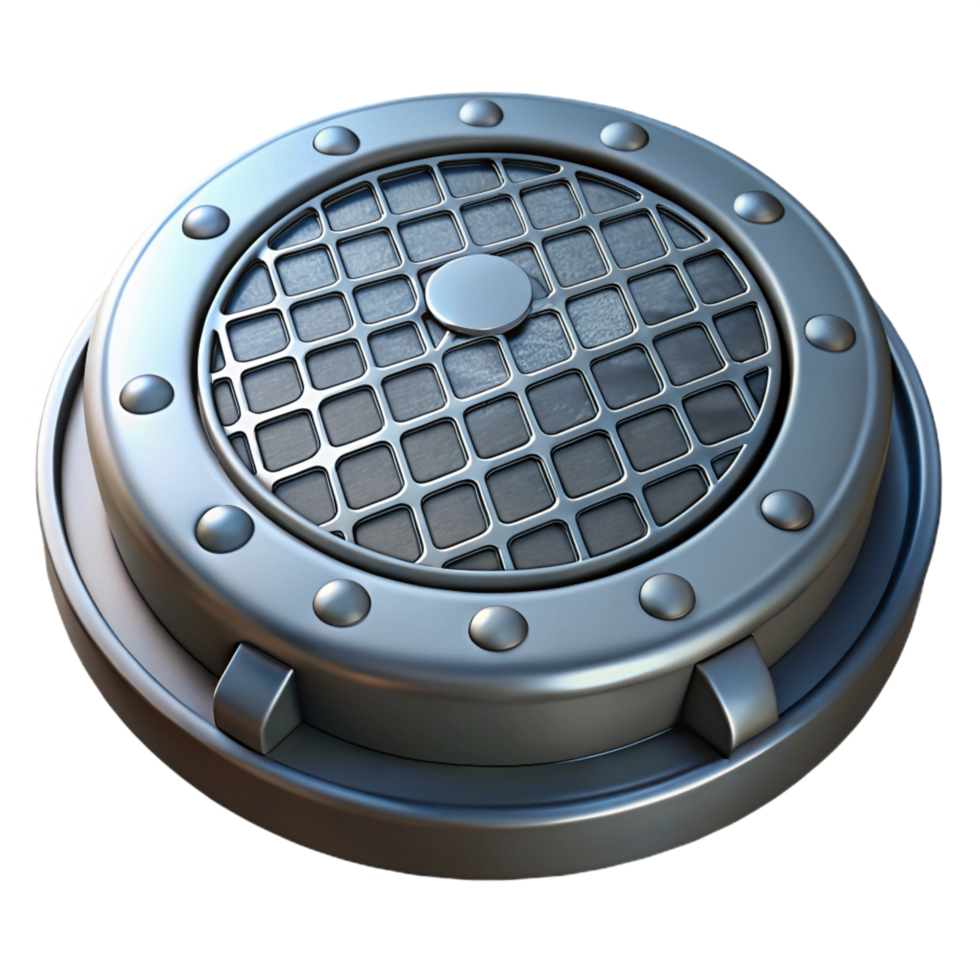 magnificent urban Manhole cover, iron, round, NO BACKGROUND with Transparent Background. perfect clarity png
