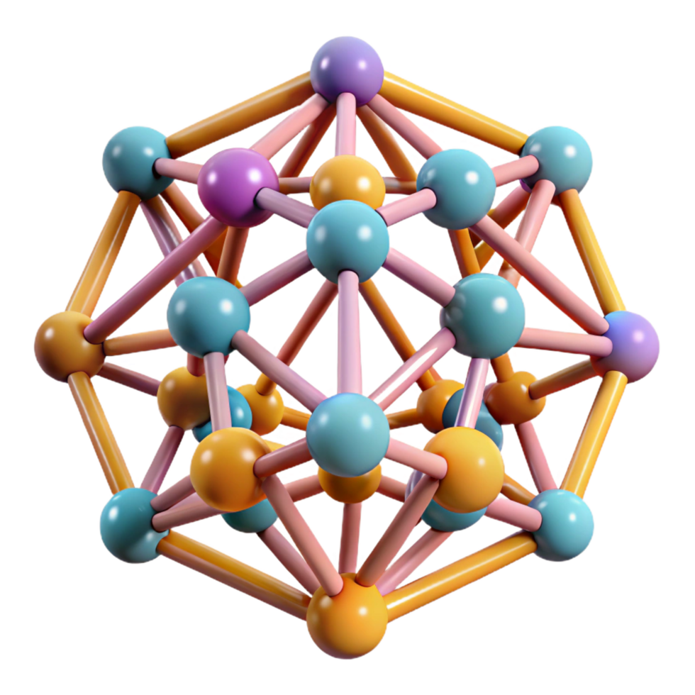 notable futuristic A complex, geometric shape made of interconnected lines and dots. NO BACKGROUND with Transparent Background. crisp png
