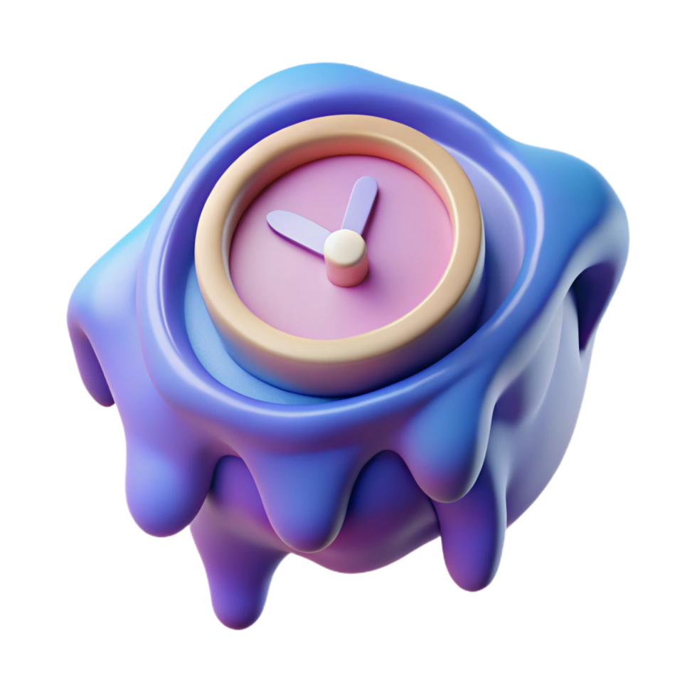 picturesque avant-garde An abstract representation of time with a melting clock. NO BACKGROUND with Transparent Background. 8K png