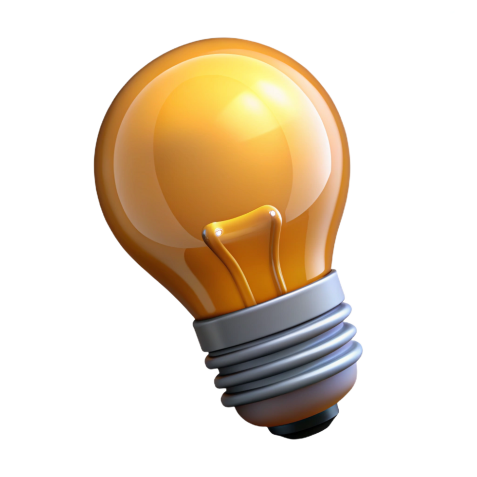 melancholic striking A single, light bulb with a filament of energy. NO BACKGROUND with Transparent Background. expertly shot png