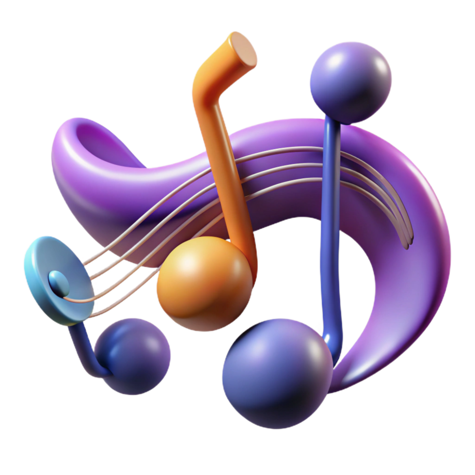 wonderful acclaimed An abstract representation of music with flowing notes. NO BACKGROUND with Transparent Background. png