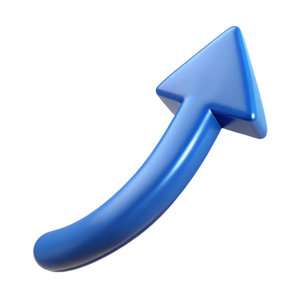 pristine reflective minimalist A single, arrow pointing upwards with a dynamic trail. NO BACKGROUND with Transparent Background. 4K png