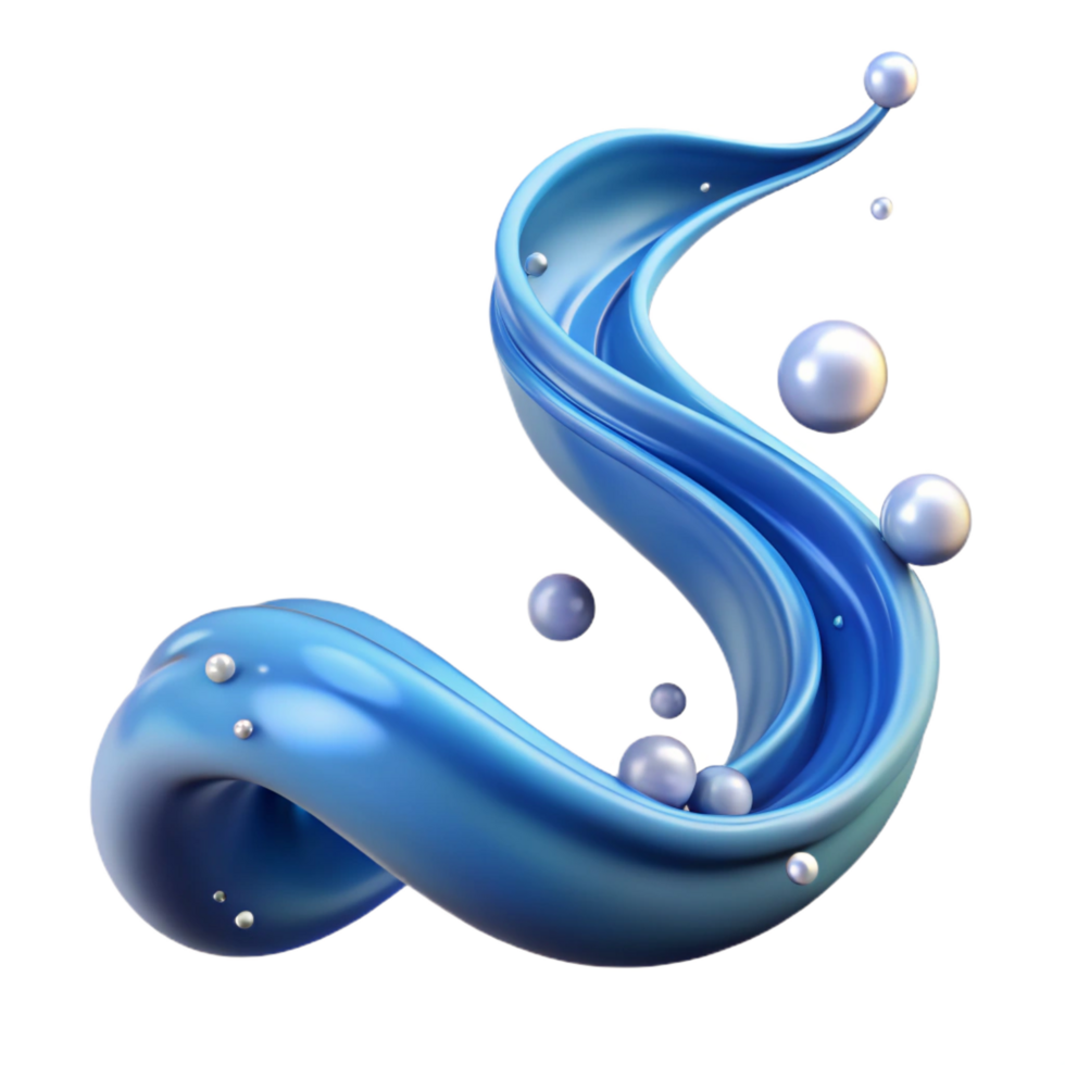 fascinating mid-century A dynamic, flowing stream of water with bubbles. NO BACKGROUND with Transparent Background. high quality png
