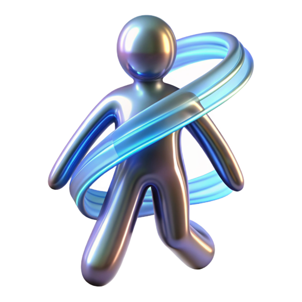 glorious iconic A stylized, human figure made of light trails. NO BACKGROUND with Transparent Background. png
