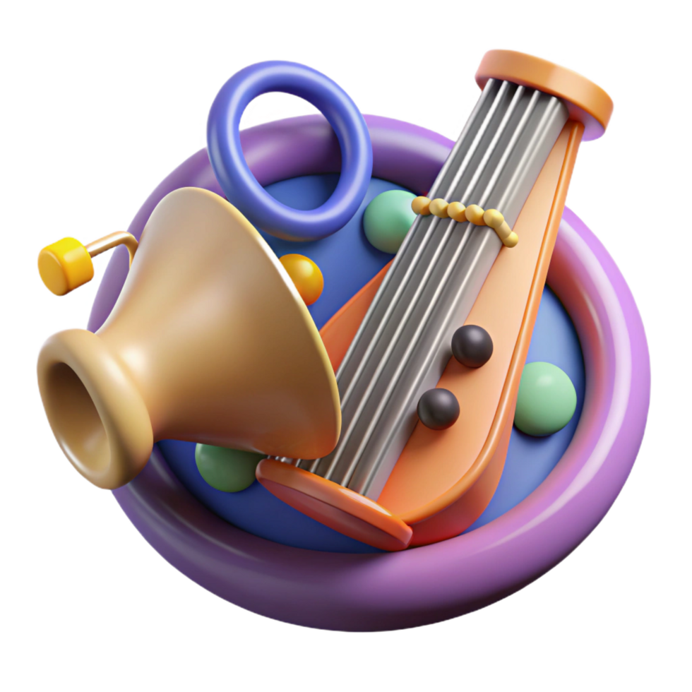 spectacular notable A stylized, musical instrument with abstract shapes. NO BACKGROUND with Transparent Background. png
