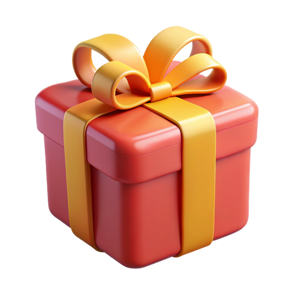 radiant exemplary A single, gift box with a decorative ribbon. NO BACKGROUND with Transparent Background. png