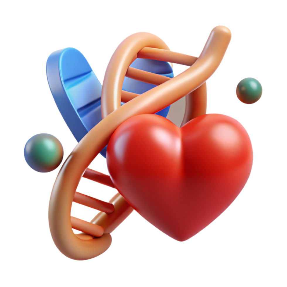 remarkable baroque An abstract representation of health with a DNA helix and a heart. NO BACKGROUND with Transparent Background. expertly shot png