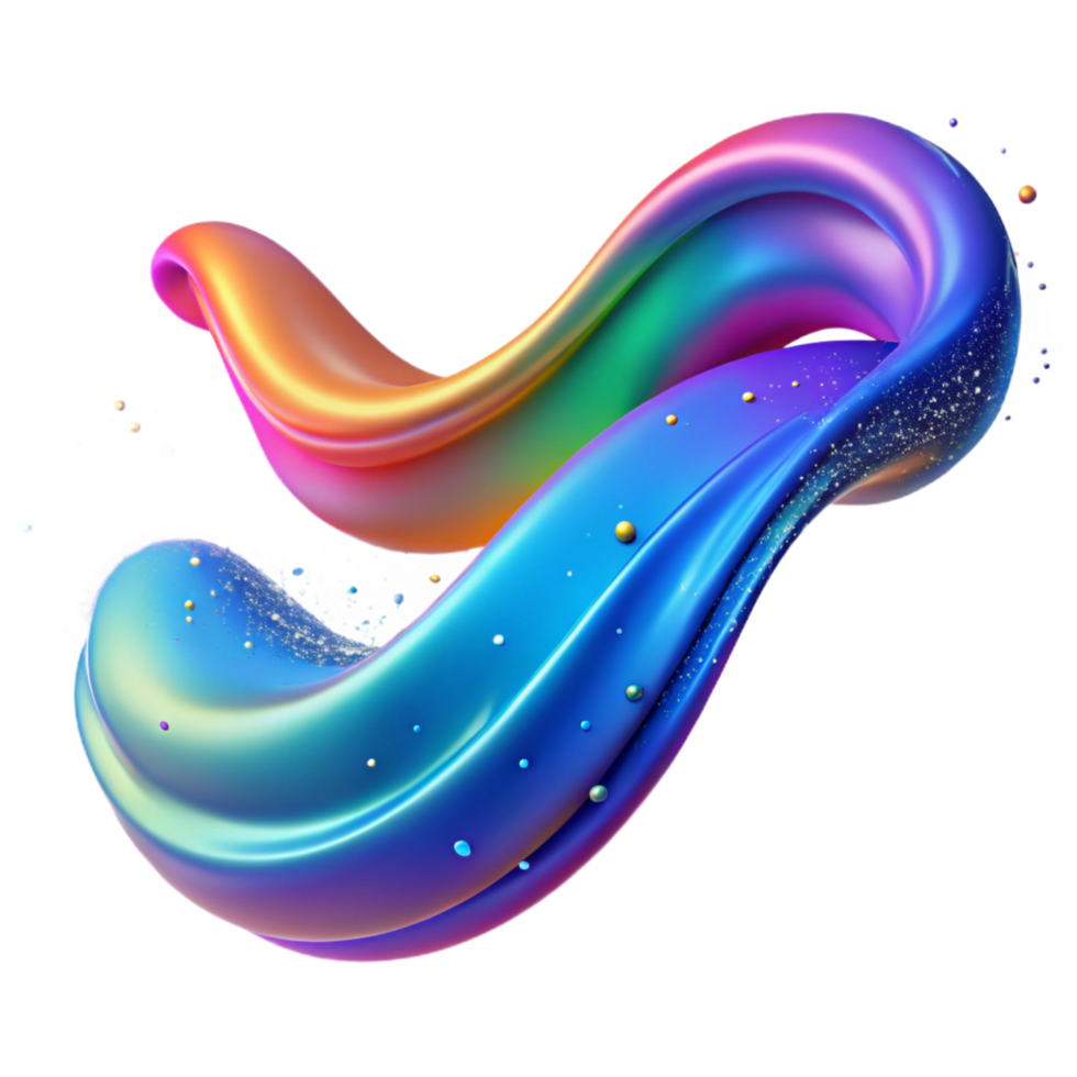 majestic minimalist A dynamic, flowing wave of colorful particles. NO BACKGROUND with Transparent Background. handcrafted png