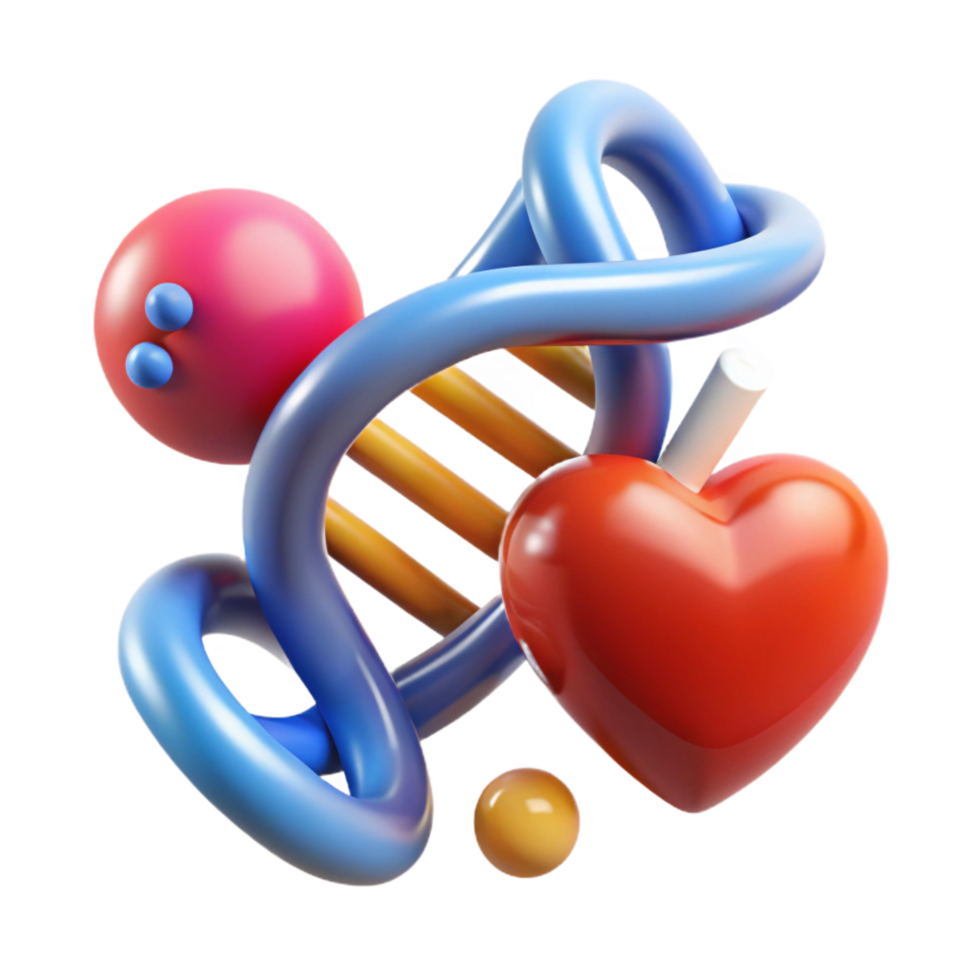 pristine gothic An abstract representation of health with a DNA helix and a heart. NO BACKGROUND with Transparent Background. studio quality png