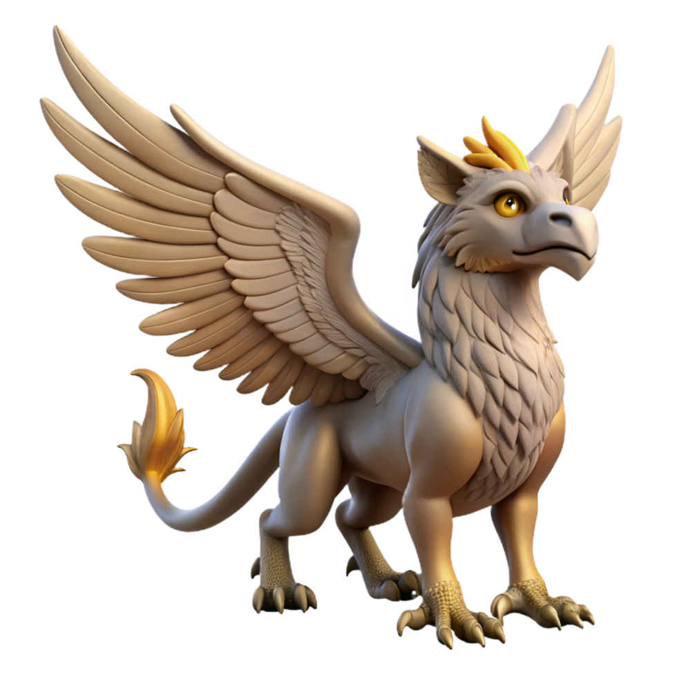 striking notable A majestic griffin, wings outstretched, NO BACKGROUND with Transparent Background. png