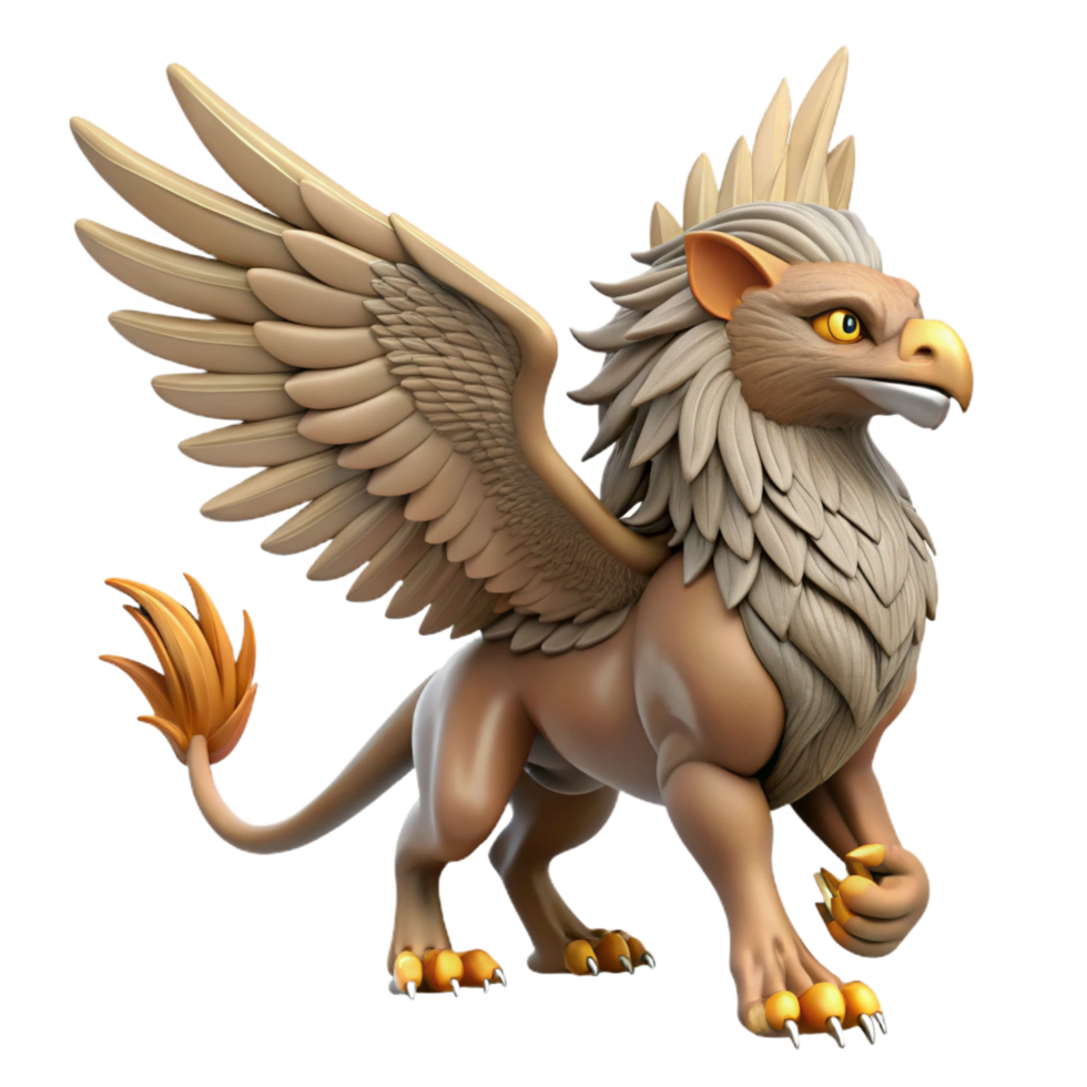 nostalgic captivating A majestic griffin, wings outstretched, NO BACKGROUND with Transparent Background. gallery standard png