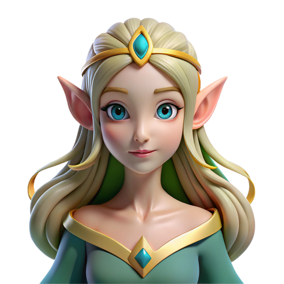 standout tropical A beautiful elf princess with flowing hair, NO BACKGROUND with Transparent Background. 8K png