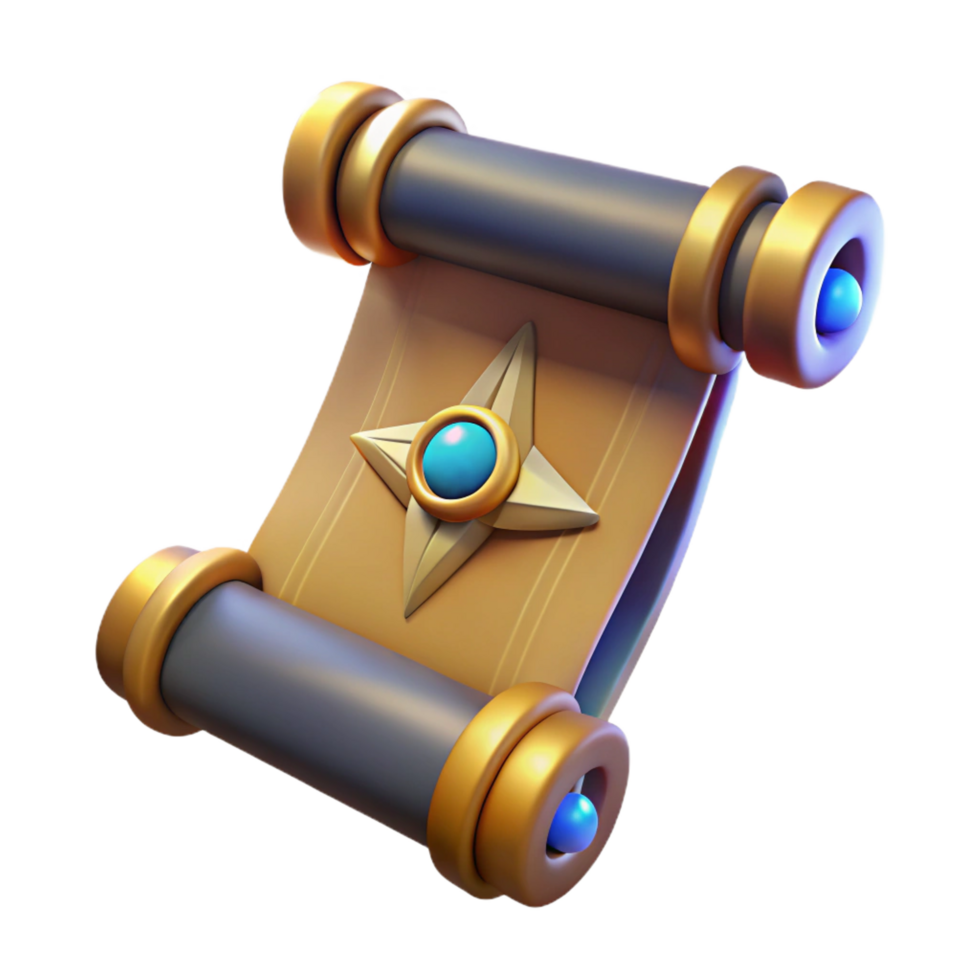 sought-after vintage A single, ancient scroll with mystical symbols, NO BACKGROUND with Transparent Background. artisan png